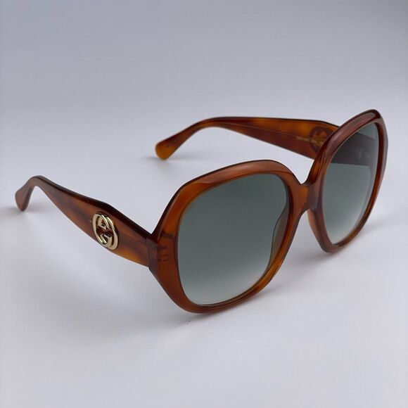 NEW GUCCI LOGO GG0796S 003 Havana Gray Gradient Geometric Women Sunglasses - Picture 5 of 12